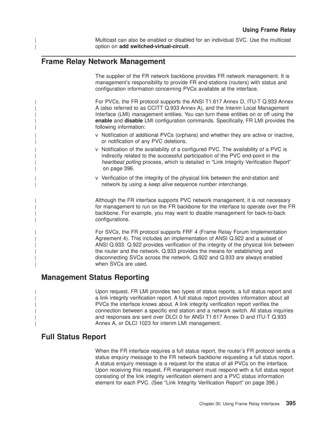 IBM SC30-3681-08 manual Frame Relay Network Management, Management Status Reporting, Full Status Report 