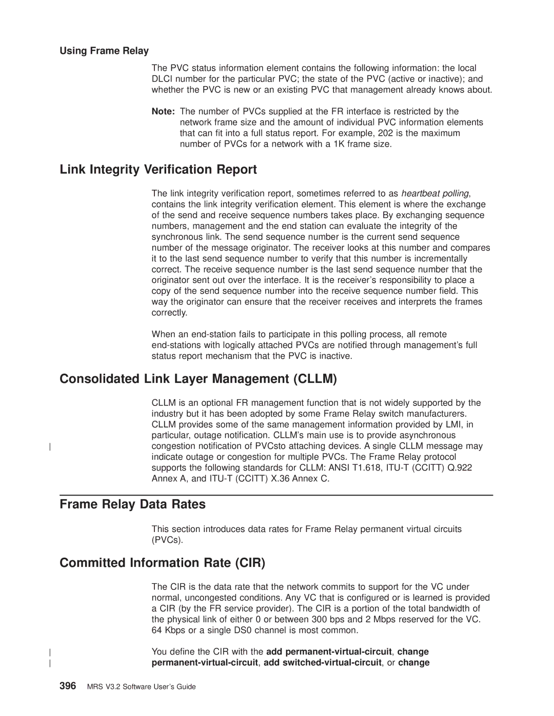 IBM SC30-3681-08 manual Link Integrity Verication Report, Consolidated Link Layer Management Cllm, Frame Relay Data Rates 