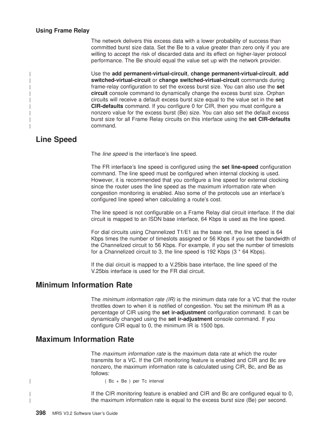 IBM SC30-3681-08 manual Line Speed, Minimum Information Rate, Maximum Information Rate 