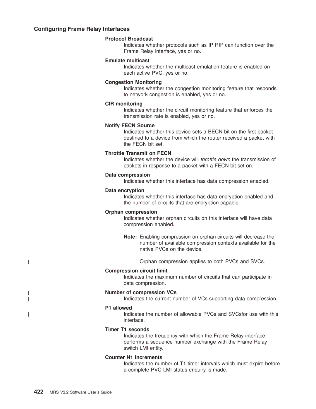 IBM SC30-3681-08 manual Protocol Broadcast, Emulate multicast, Congestion Monitoring, CIR monitoring, Notify Fecn Source 