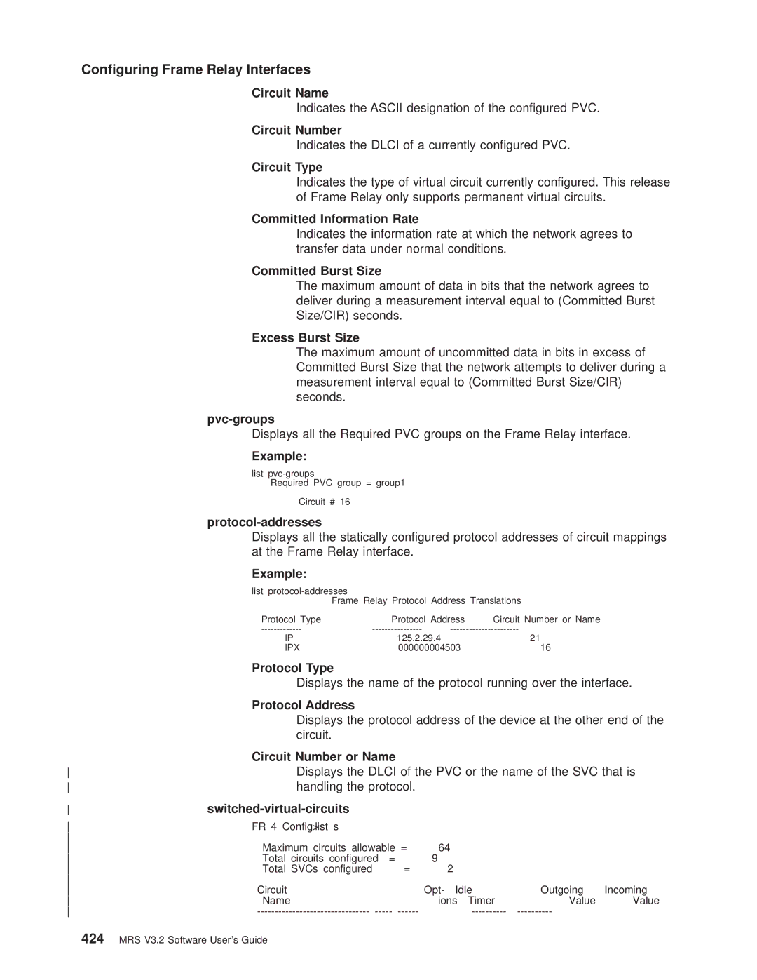 IBM SC30-3681-08 manual Circuit Type, Pvc-groups, Protocol-addresses, Protocol Type, Protocol Address 