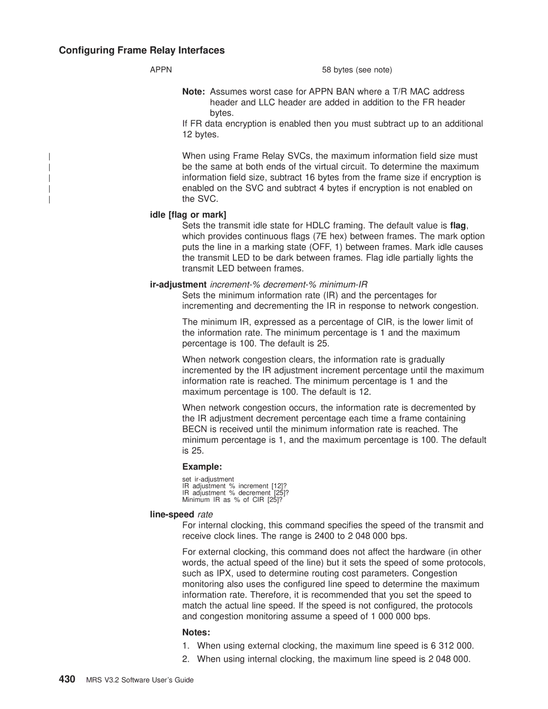 IBM SC30-3681-08 manual Idle ¯ag or mark, Ir-adjustmentincrement-% decrement-% minimum-IR, Line-speed rate 