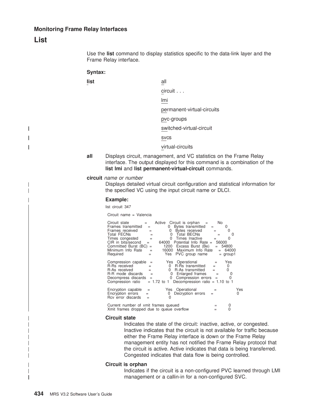 IBM SC30-3681-08 manual List lmi and list permanent-virtual-circuit commands, Circuit name or number, Circuit state 