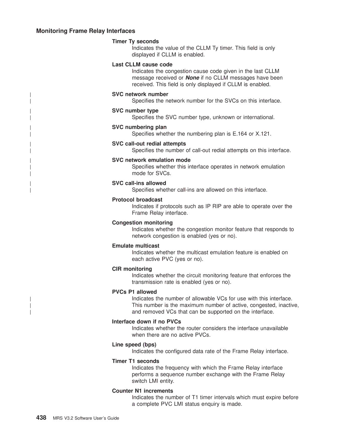 IBM SC30-3681-08 manual Last Cllm cause code, PVCs P1 allowed, Interface down if no PVCs 