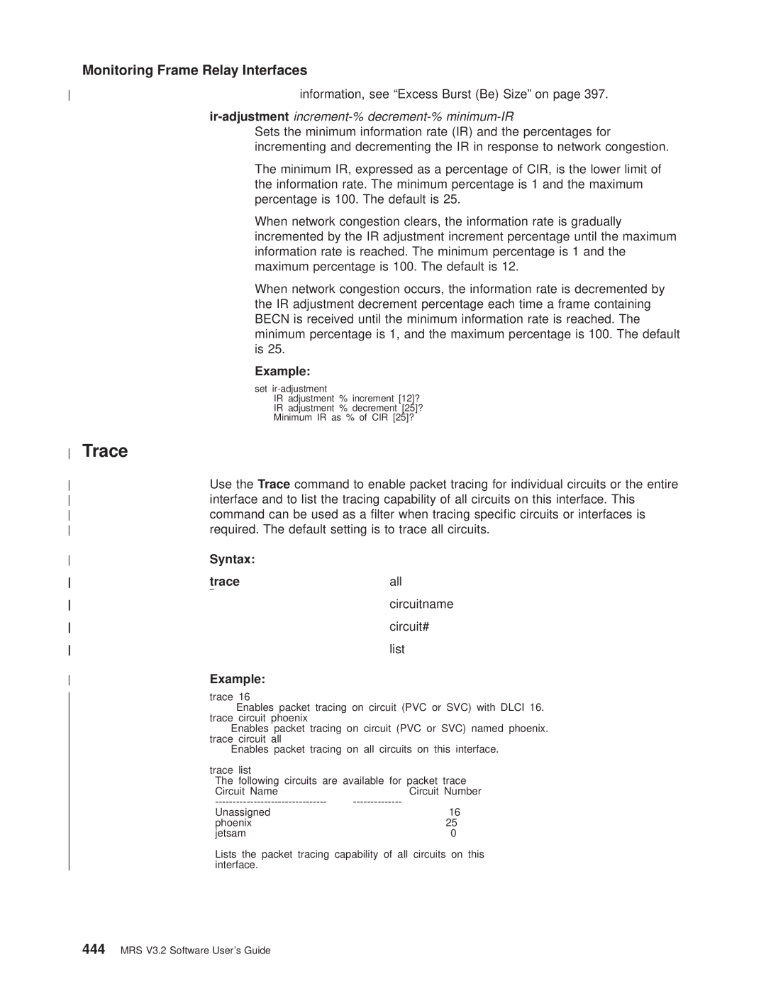 IBM SC30-3681-08 manual Information, see ªExcess Burst Be Sizeº on, Required. The default setting is to trace all circuits 