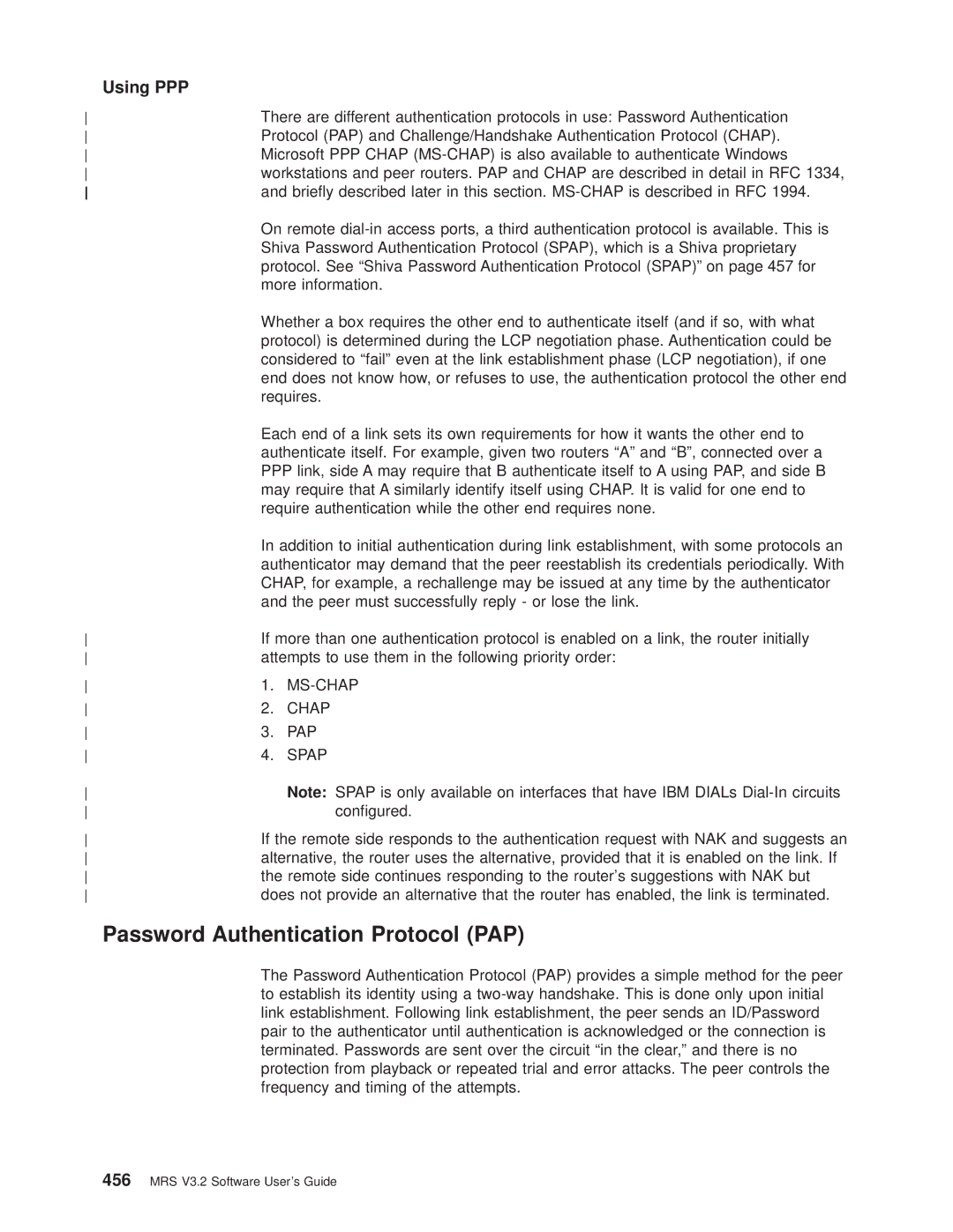 IBM SC30-3681-08 manual Password Authentication Protocol PAP 