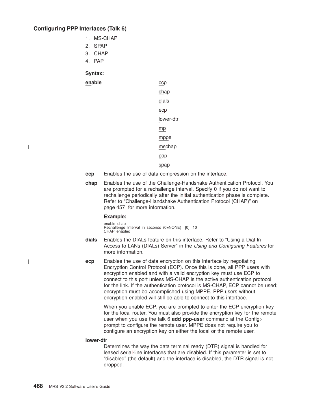 IBM SC30-3681-08 manual Ecp, Enables the use of data compression on the interface, Enable chap 