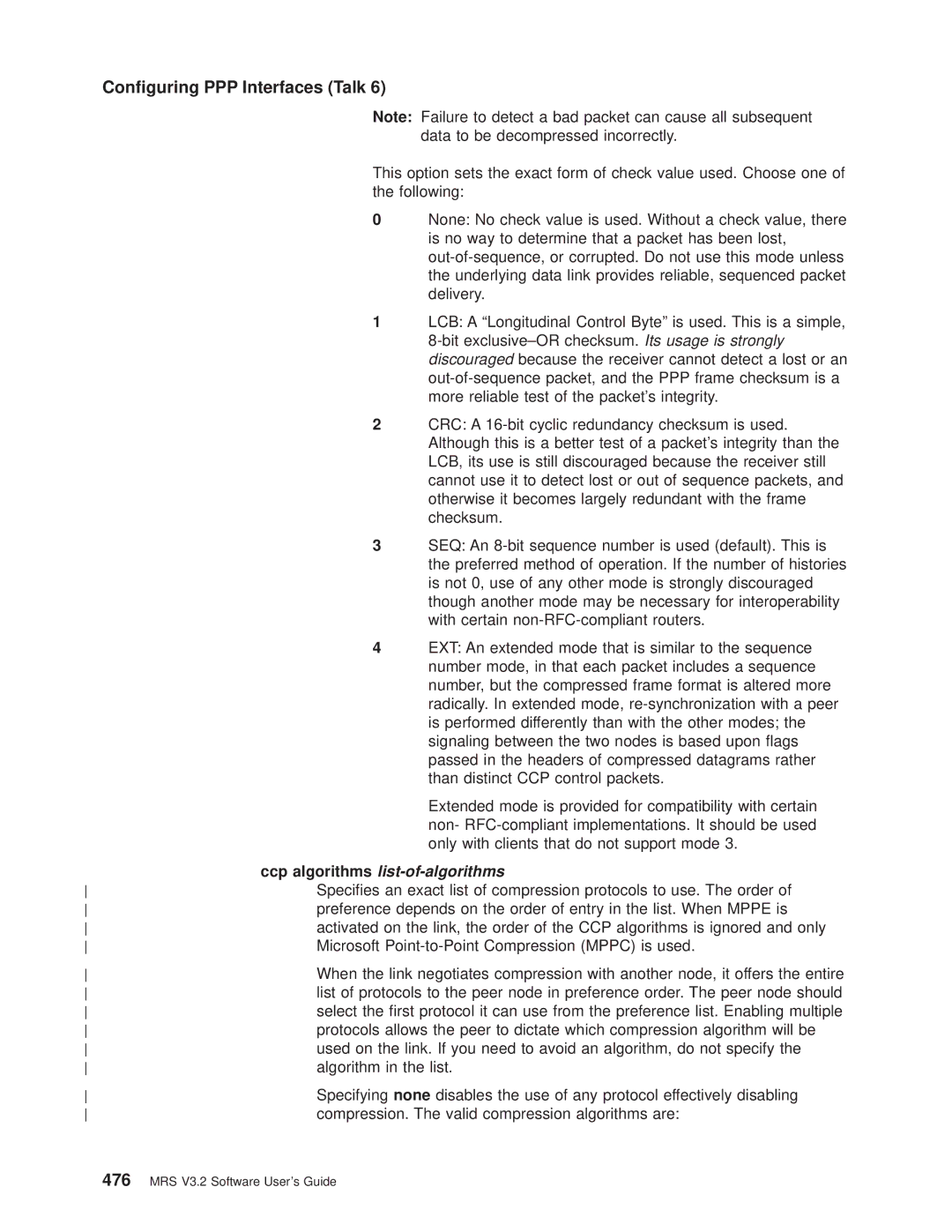 IBM SC30-3681-08 manual Microsoft Point-to-Point Compression Mppc is used, Algorithm in the list 