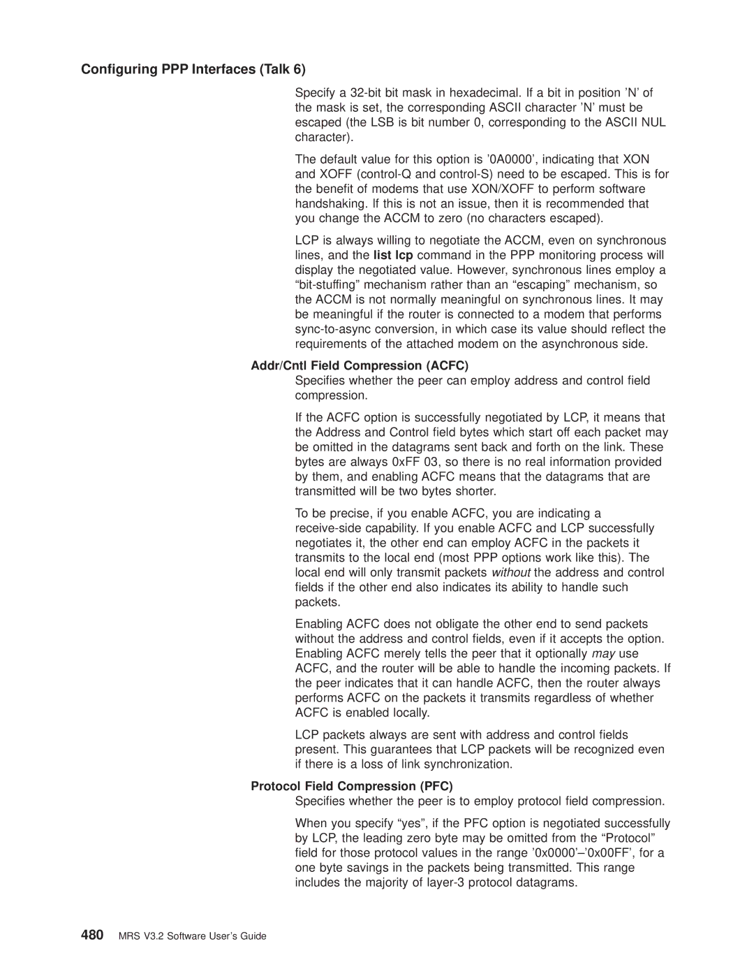 IBM SC30-3681-08 manual Addr/Cntl Field Compression Acfc, Protocol Field Compression PFC 