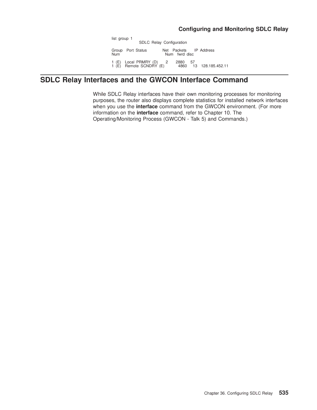 IBM SC30-3681-08 manual Sdlc Relay Interfaces and the Gwcon Interface Command, List group 