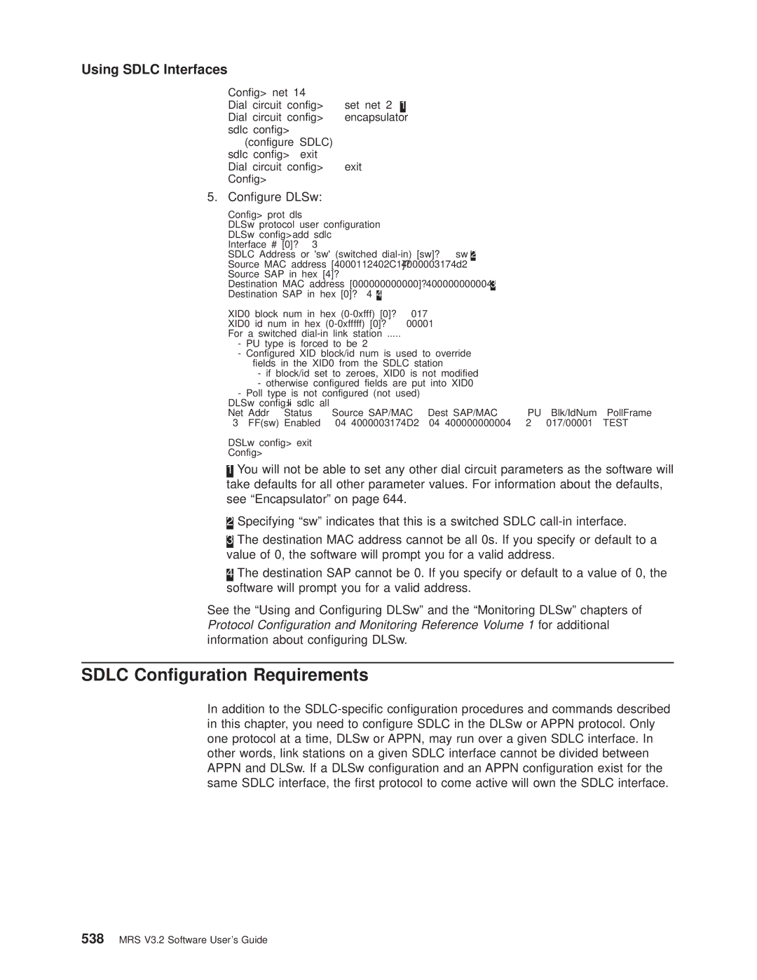 IBM SC30-3681-08 manual Sdlc Conguration Requirements, Using Sdlc Interfaces, Congure DLSw 