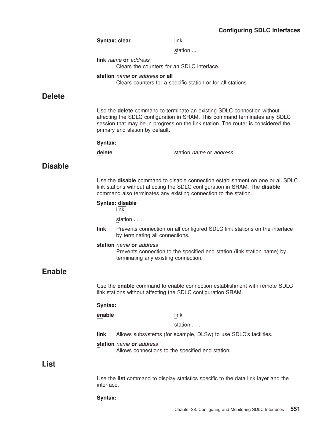 IBM SC30-3681-08 Syntax clear Link Station, Link name or address, Station name or address or all, Tation name or address 