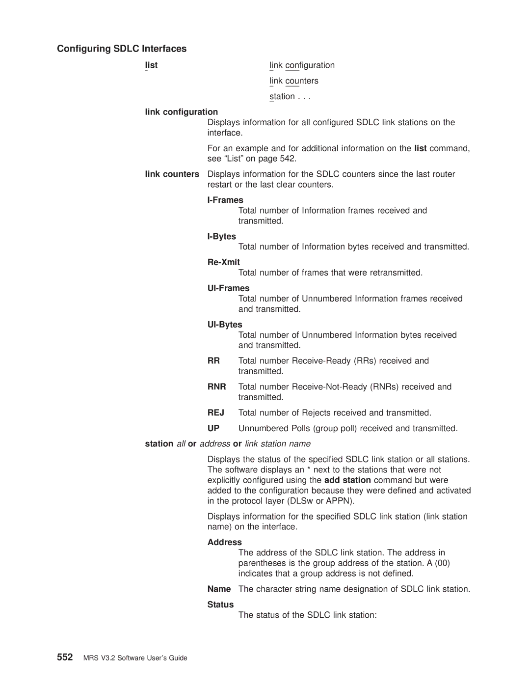 IBM SC30-3681-08 manual Re-Xmit, UI-Frames, UI-Bytes 