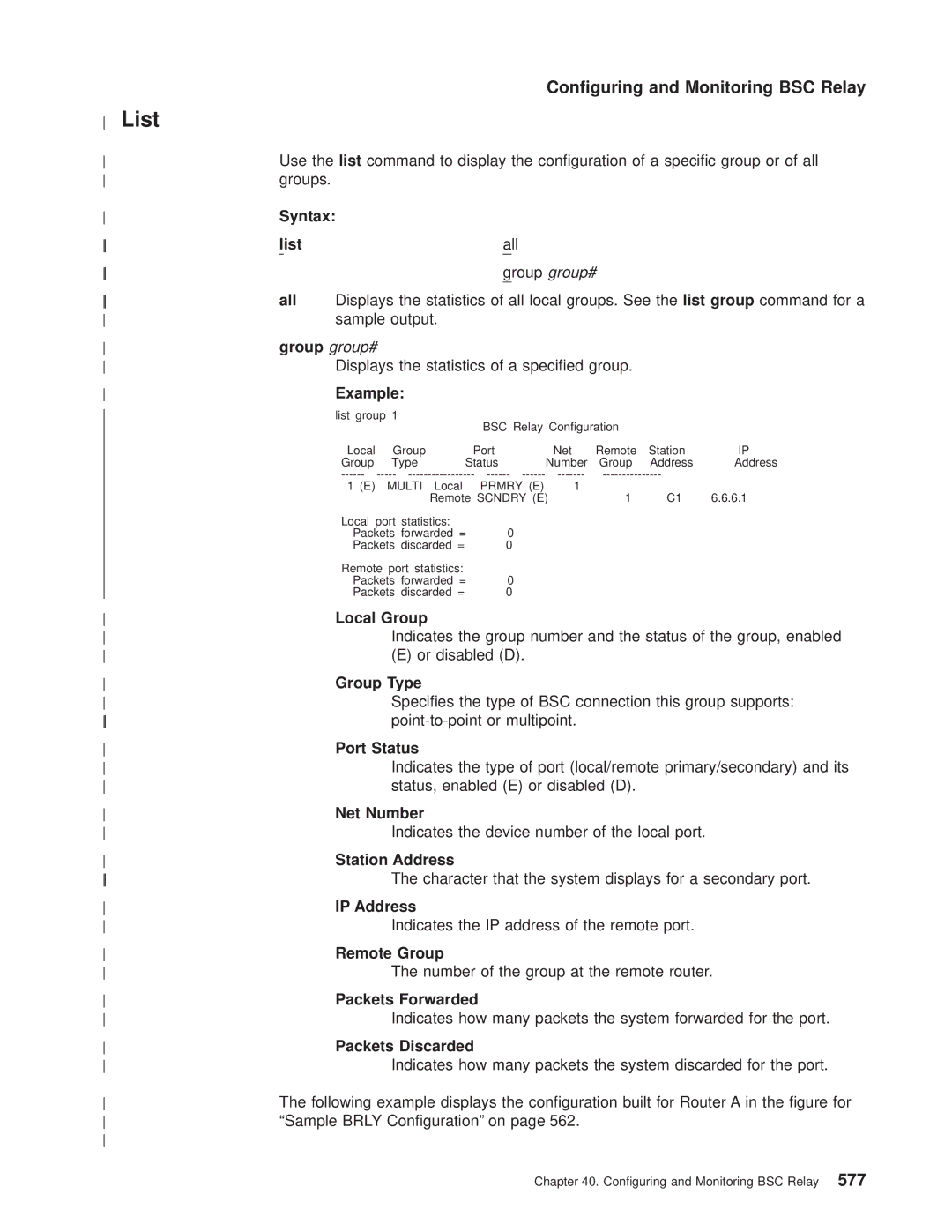 IBM SC30-3681-08 manual Local Group, Station Address, Packets Forwarded, Packets Discarded 