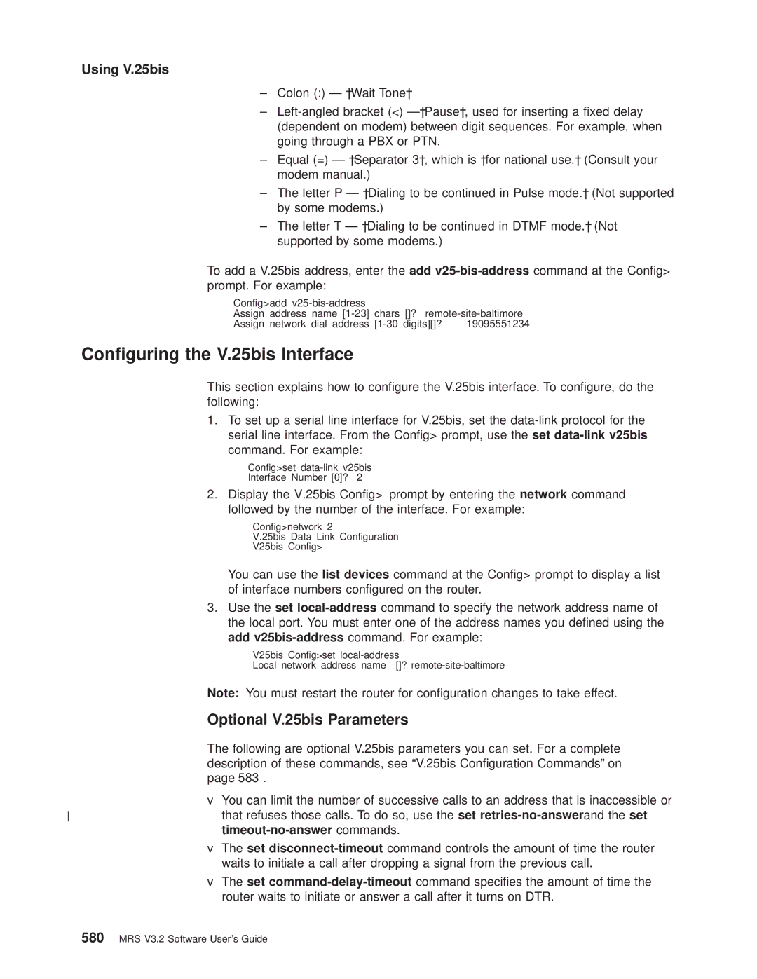 IBM SC30-3681-08 Conguring the V.25bis Interface, Optional V.25bis Parameters, Using V.25bis, Timeout-no-answer commands 