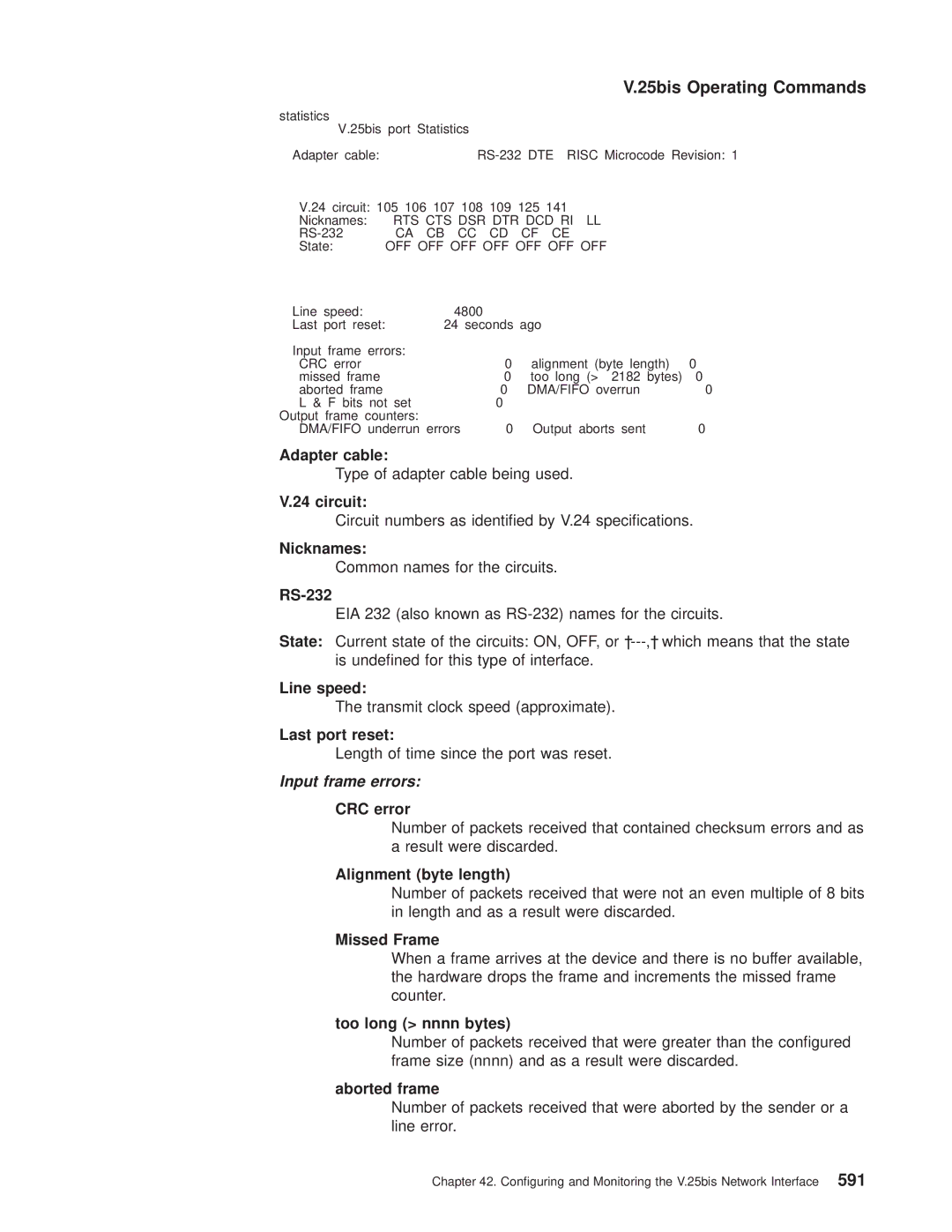 IBM SC30-3681-08 Type of adapter cable being used, Circuit numbers as identied by V.24 specications, Too long nnnn bytes 