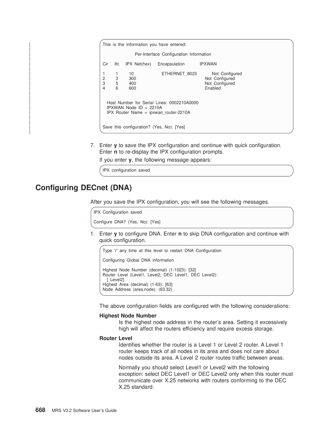 IBM SC30-3681-08 manual Conguring DECnet DNA, Highest Node Number, Router Level 