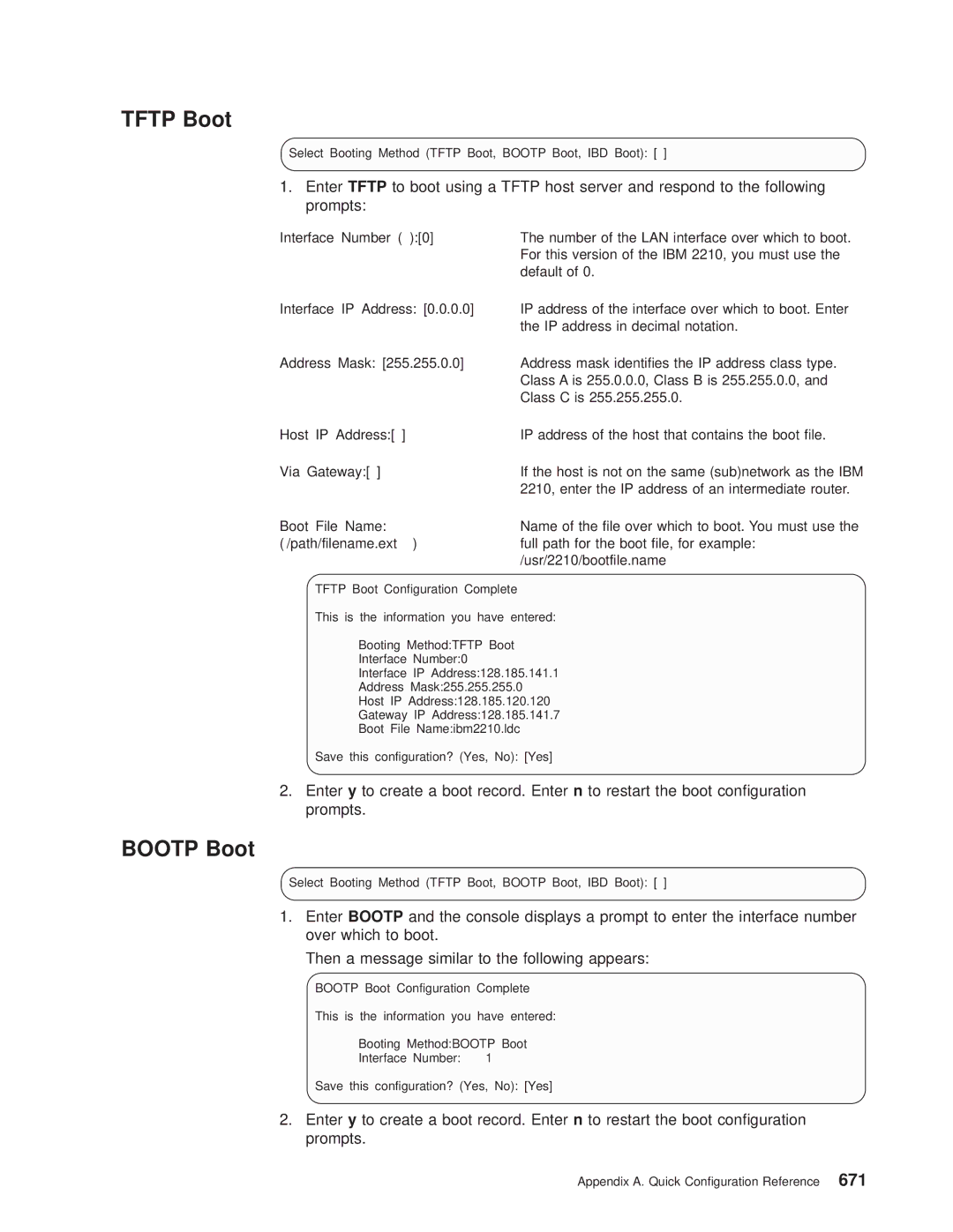 IBM SC30-3681-08 manual Tftp Boot, Bootp Boot 