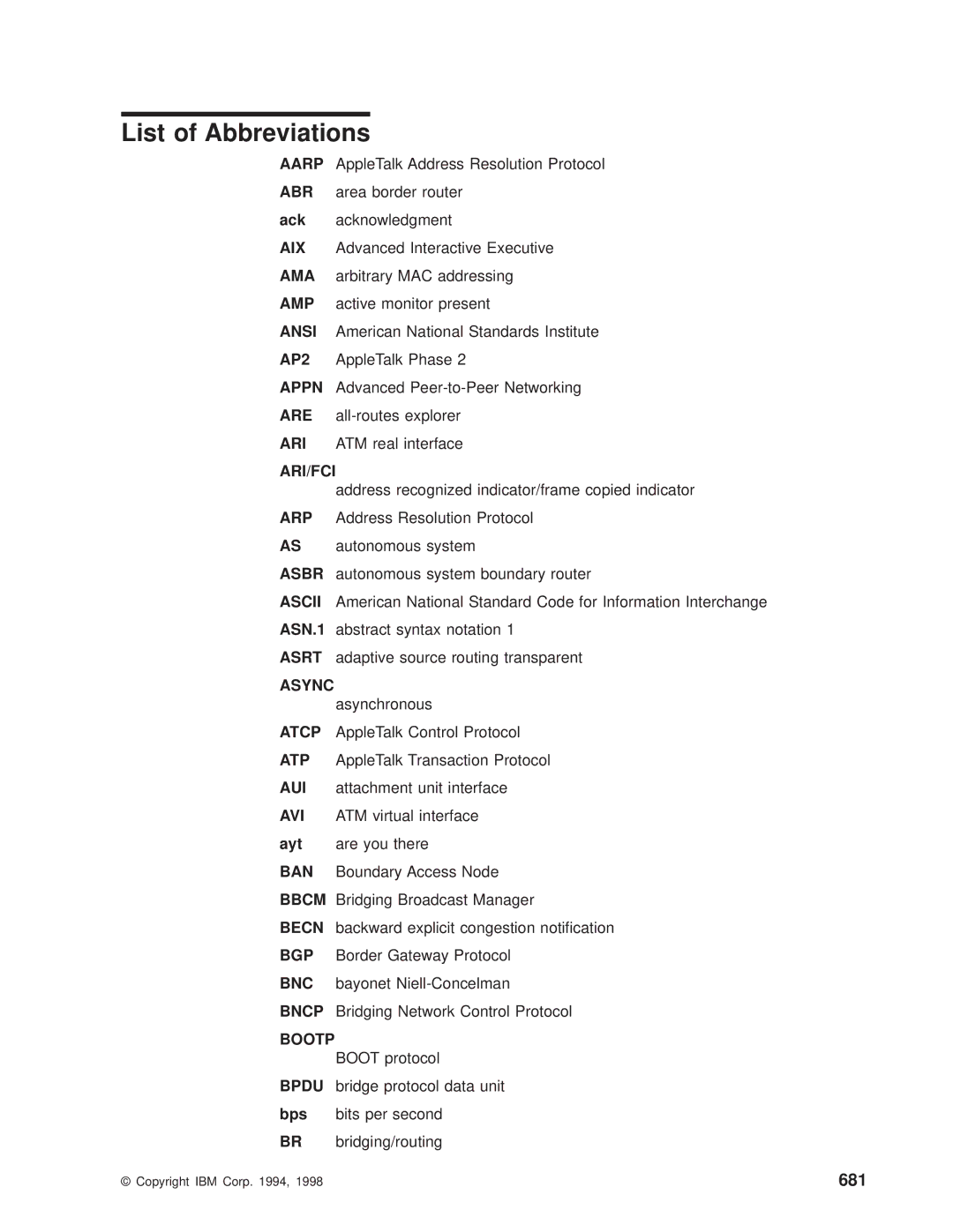 IBM SC30-3681-08 manual List of Abbreviations 