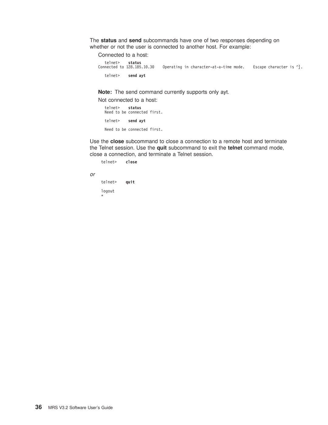 IBM SC30-3681-08 manual Not connected to a host, Send ayt 