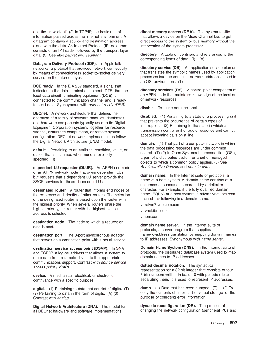 IBM SC30-3681-08 manual Digital Network Architecture DNA. The model for 