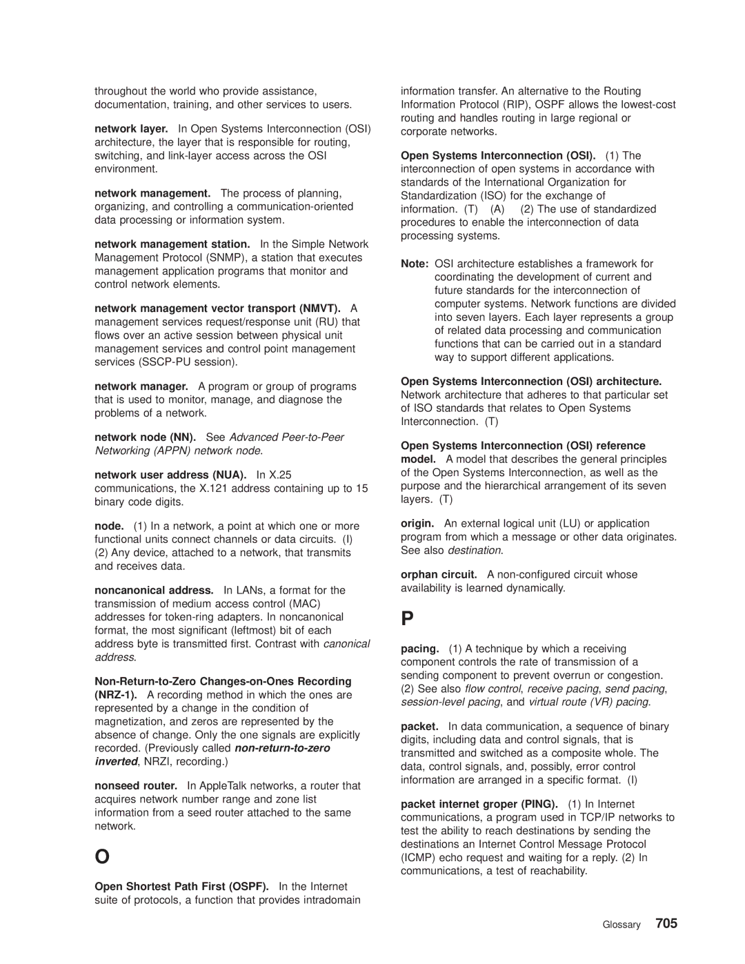 IBM SC30-3681-08 manual Non-Return-to-Zero Changes-on-Ones Recording, Open Systems Interconnection OSI reference 