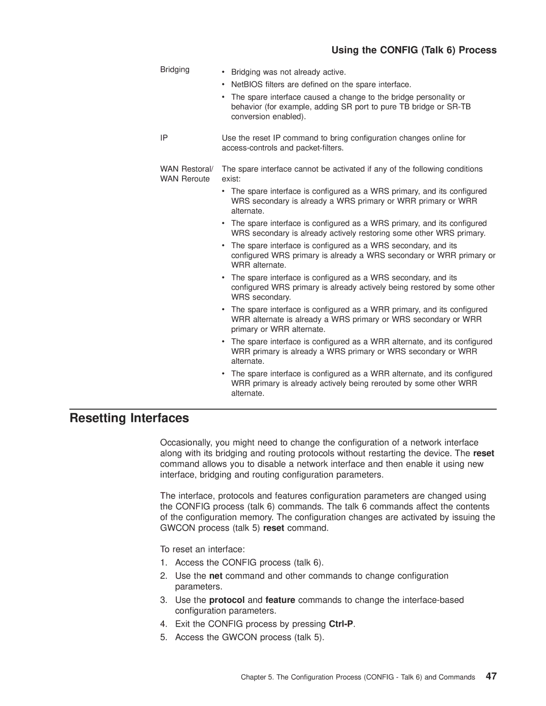 IBM SC30-3681-08 manual Resetting Interfaces 