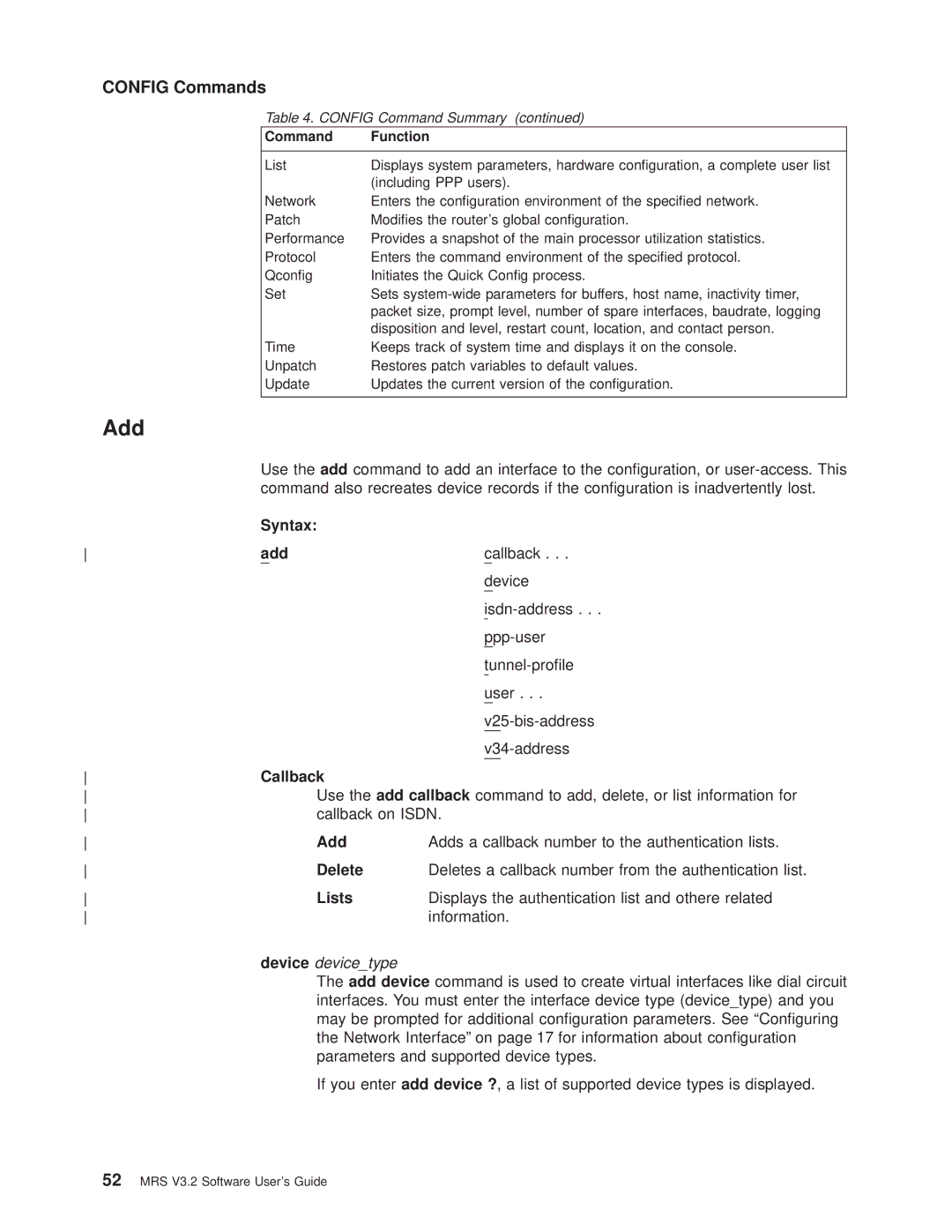 IBM SC30-3681-08 manual Config Commands 