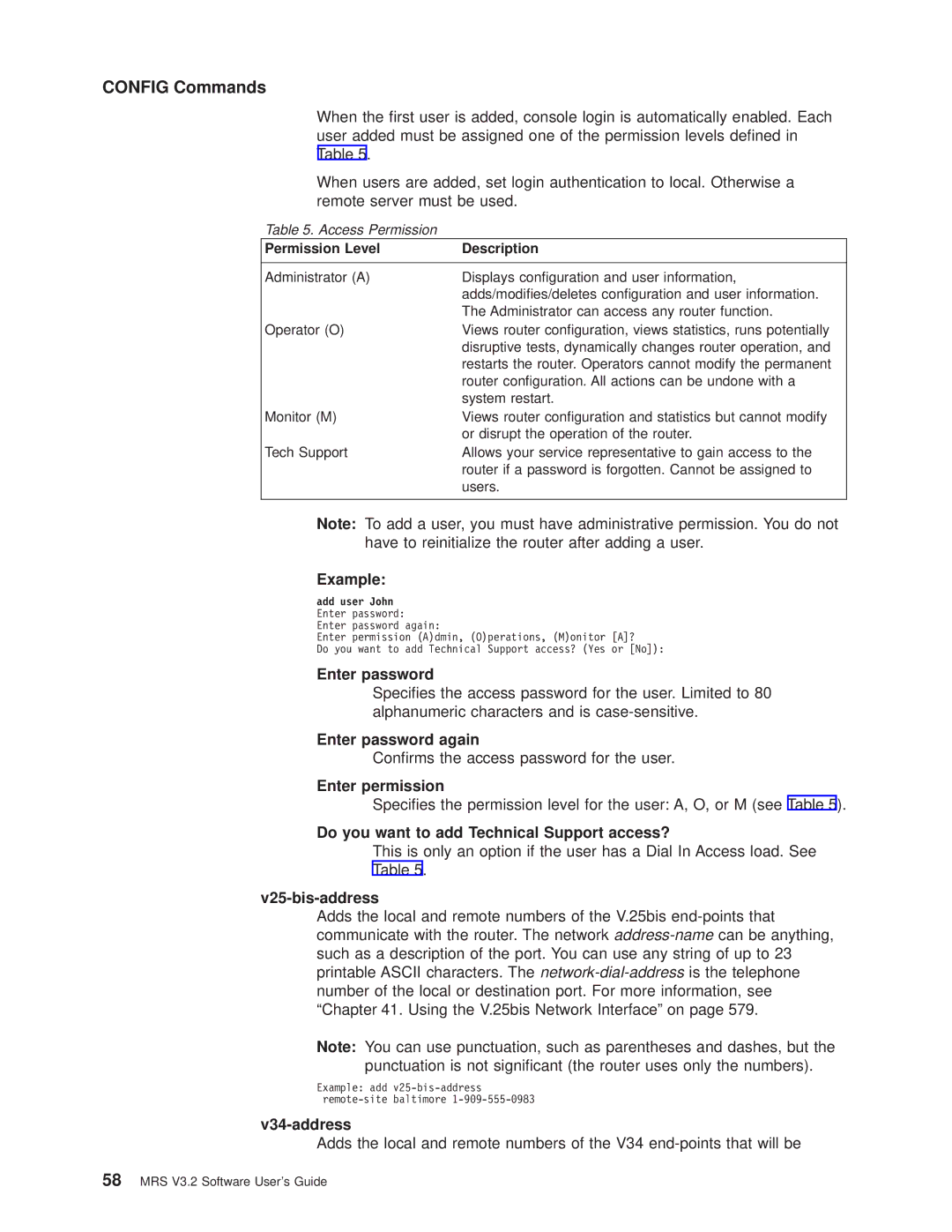 IBM SC30-3681-08 Enter password again, Enter permission, Do you want to add Technical Support access?, V25-bis-address 