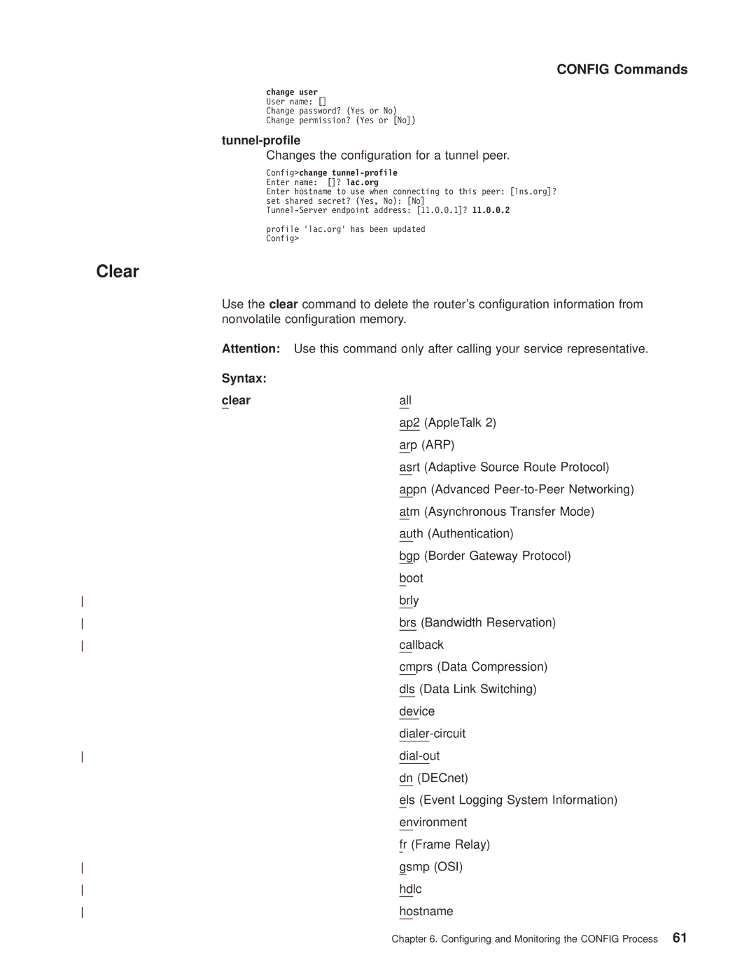 IBM SC30-3681-08 manual Tunnel-prole, Syntax Clear 