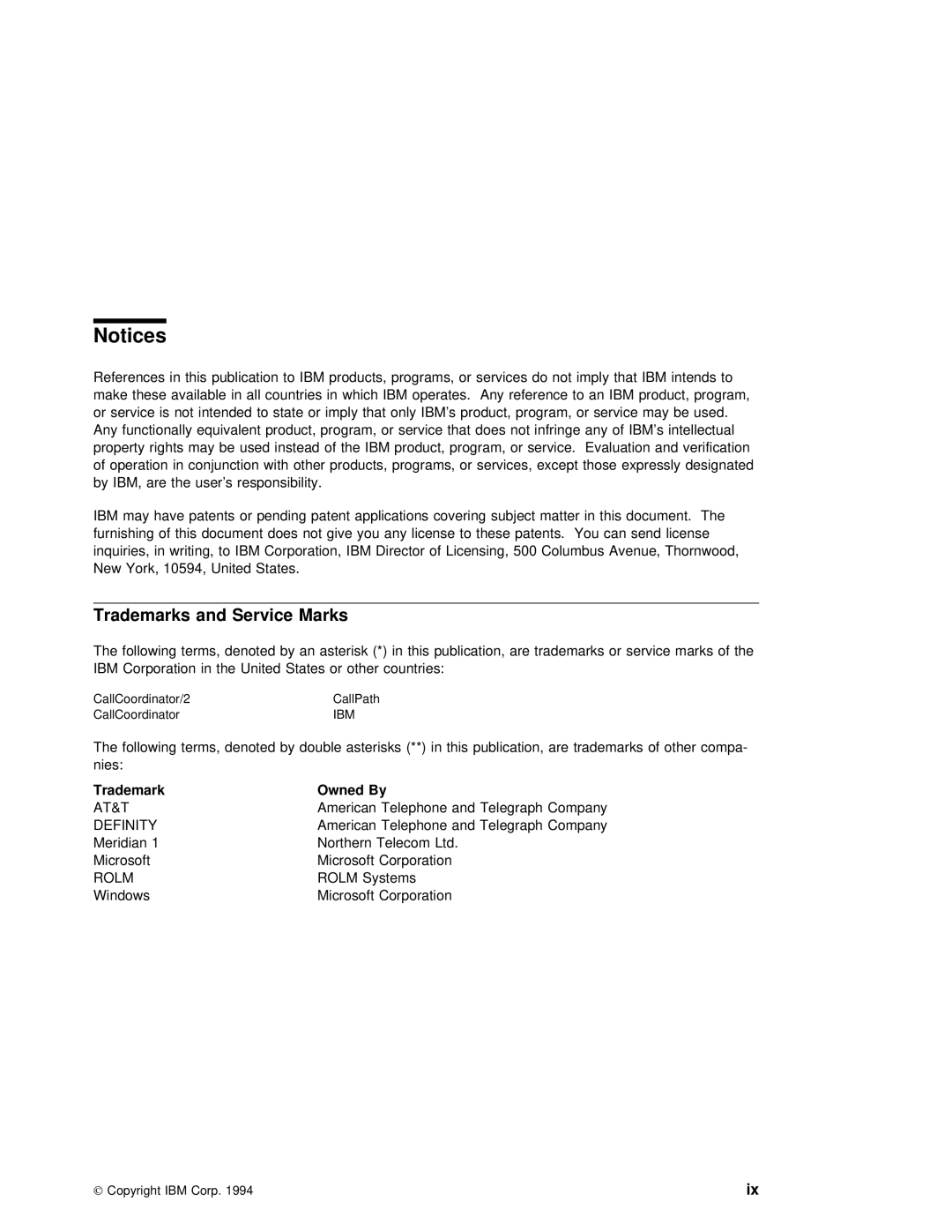 IBM SC31-6254-01 manual Marks, Service 