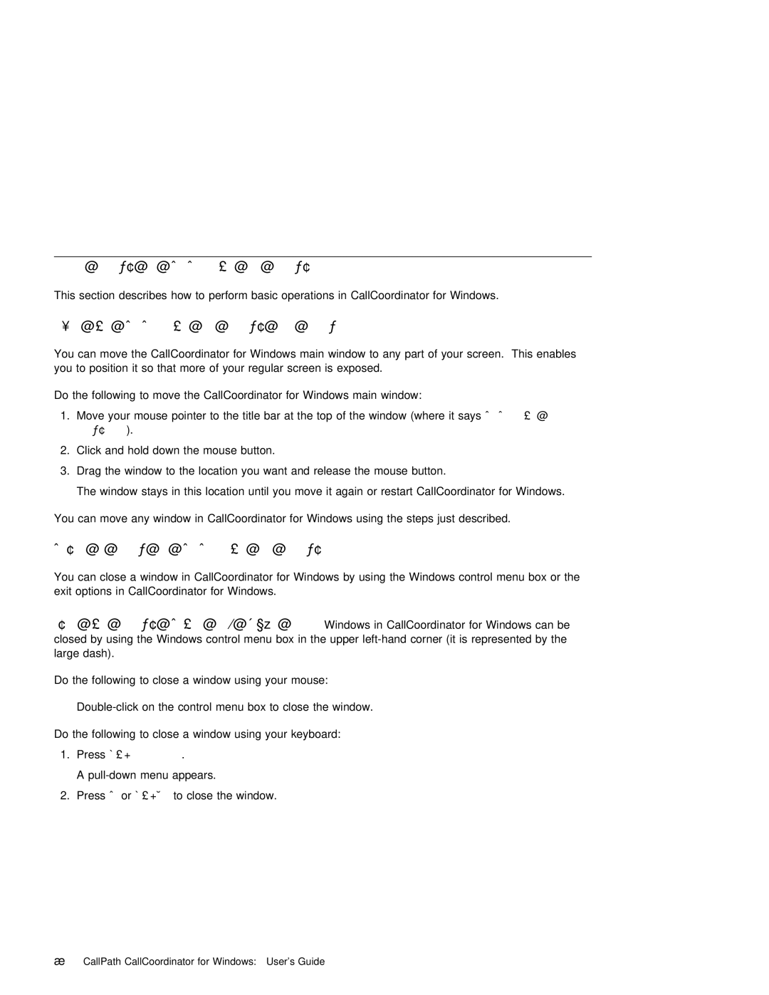 IBM SC31-6254-01 manual Managing Windows in CallCoordinator for Windows, For Windows, Menu Box, Moving, Control 