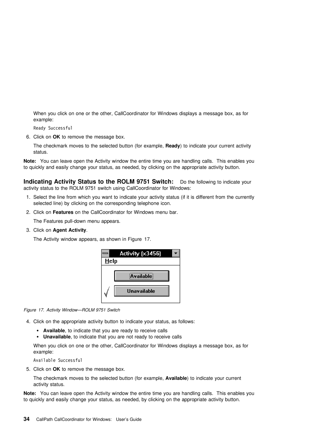 IBM SC31-6254-01 manual Indicating Activity Status to, Available 