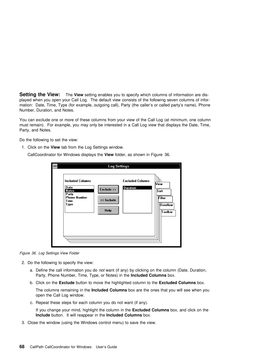 IBM SC31-6254-01 manual Setting View, Log Settings View Folder 