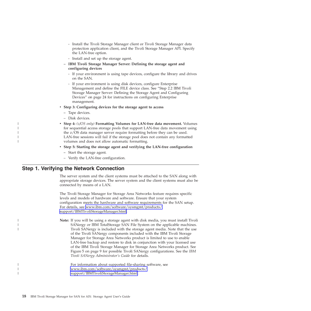 IBM SC32-0129-00 manual Verifying the Network Connection, Configuring devices for the storage agent to access 