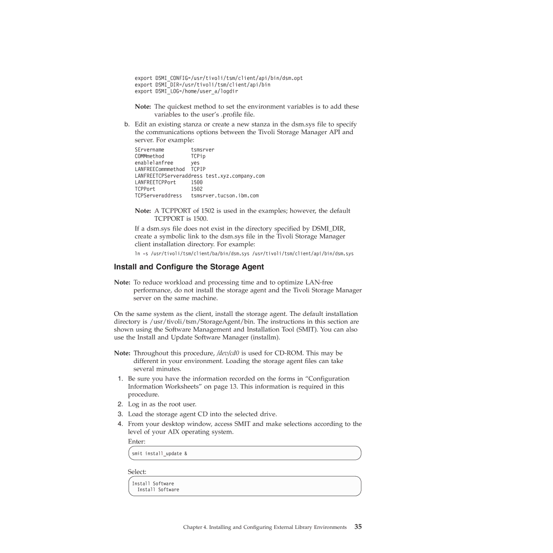 IBM SC32-0129-00 manual Install and Configure the Storage Agent 