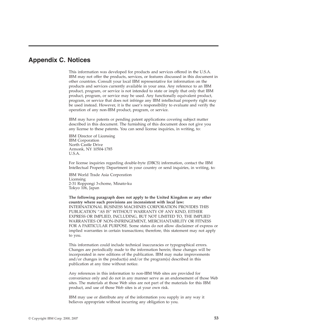 IBM SC32-0129-00 manual Appendix C. Notices 