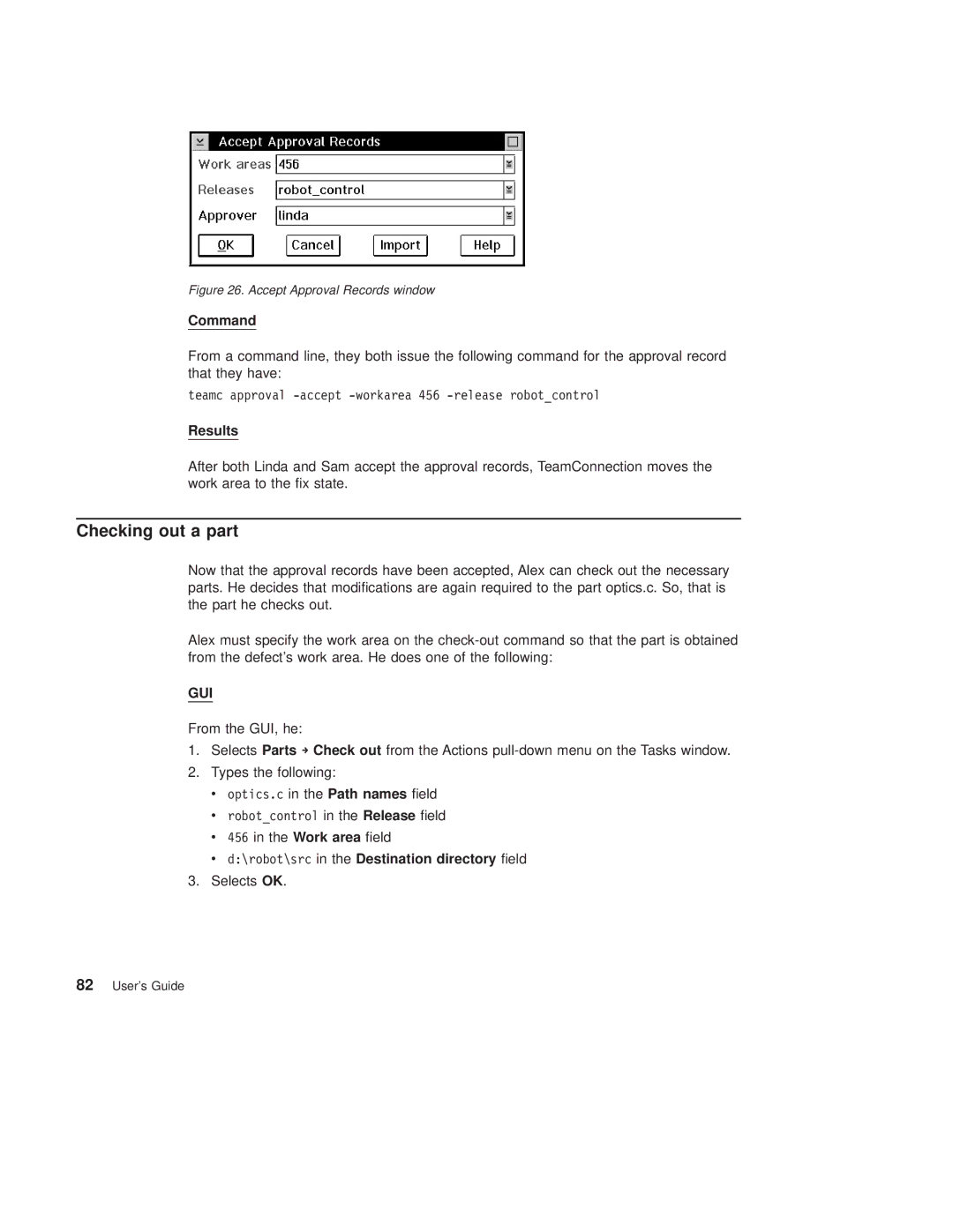 IBM SC34-4499-03 manual robot\src in the Destination directory eld, Accept Approval Records window 