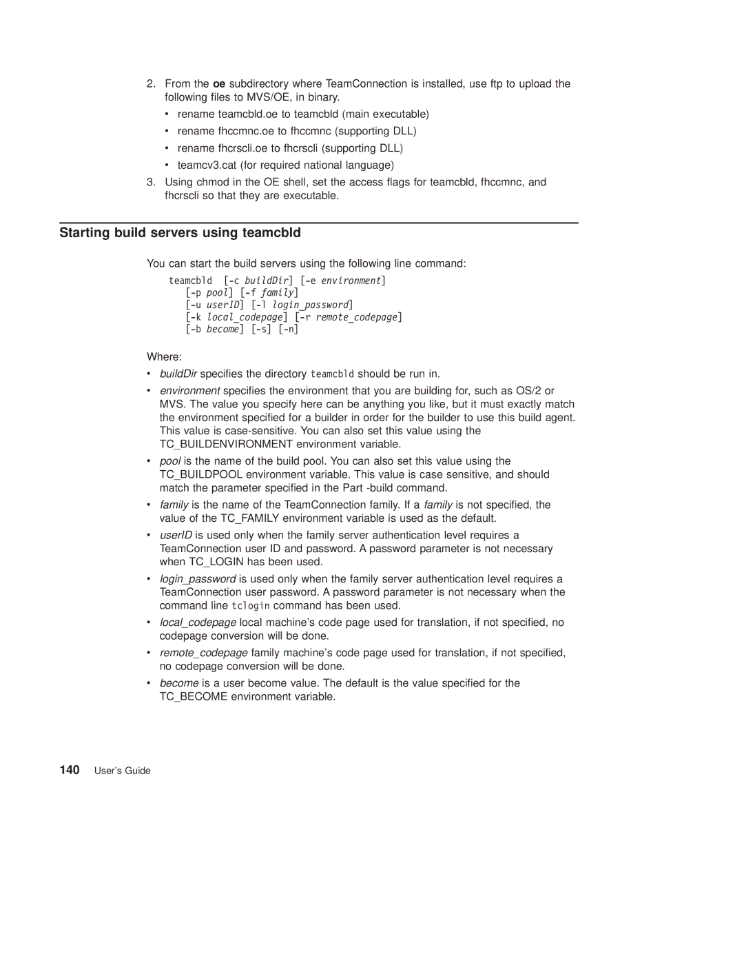 IBM SC34-4499-03 manual Starting build servers using teamcbld 