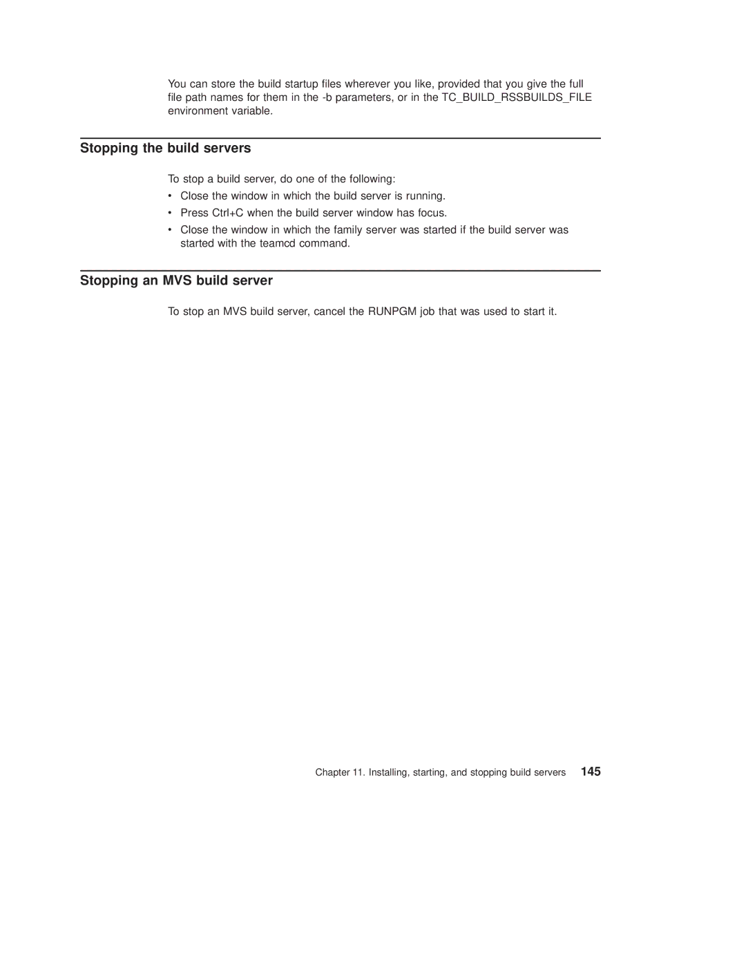 IBM SC34-4499-03 manual Stopping the build servers, Stopping an MVS build server 