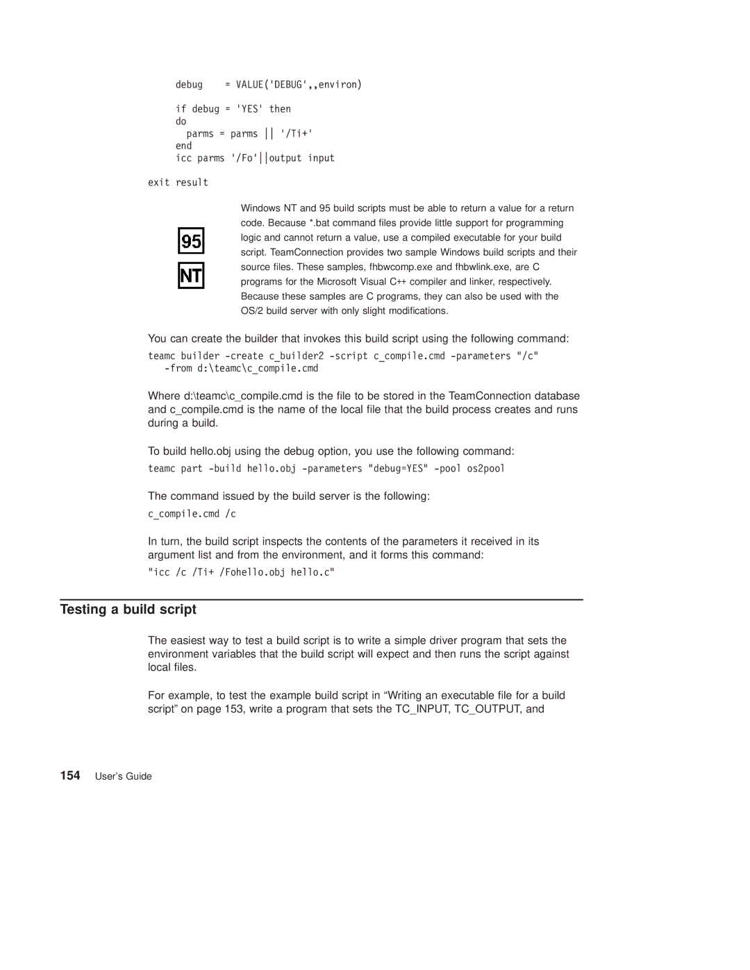 IBM SC34-4499-03 manual Testing a build script 