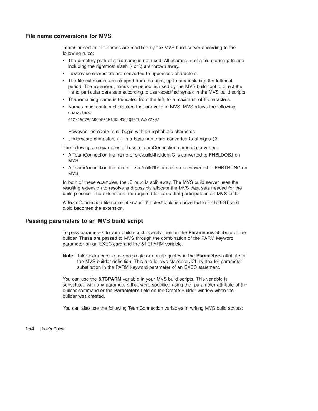 IBM SC34-4499-03 manual File name conversions for MVS, Passing parameters to an MVS build script 