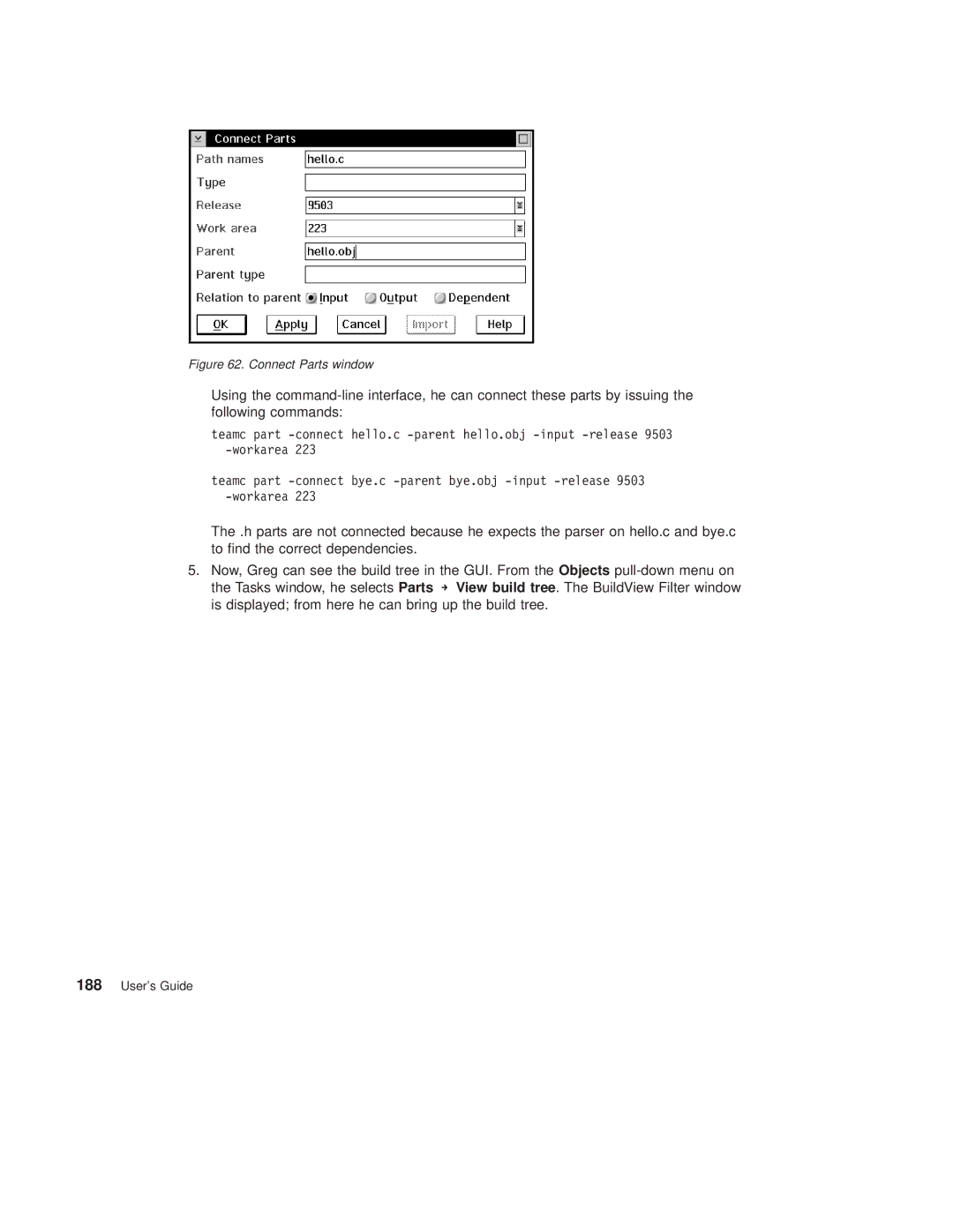 IBM SC34-4499-03 manual Connect Parts window 