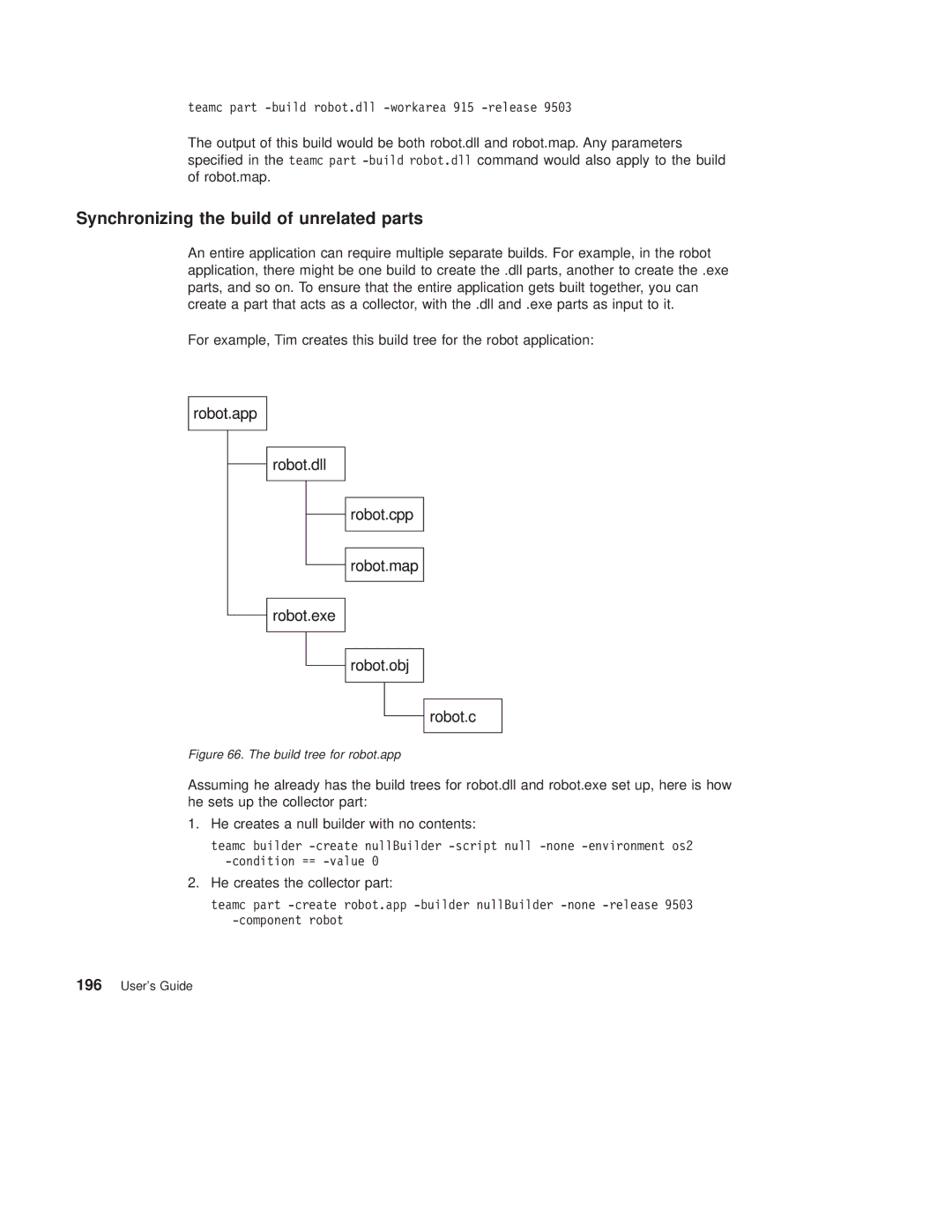 IBM SC34-4499-03 manual Synchronizing the build of unrelated parts, He creates the collector part 