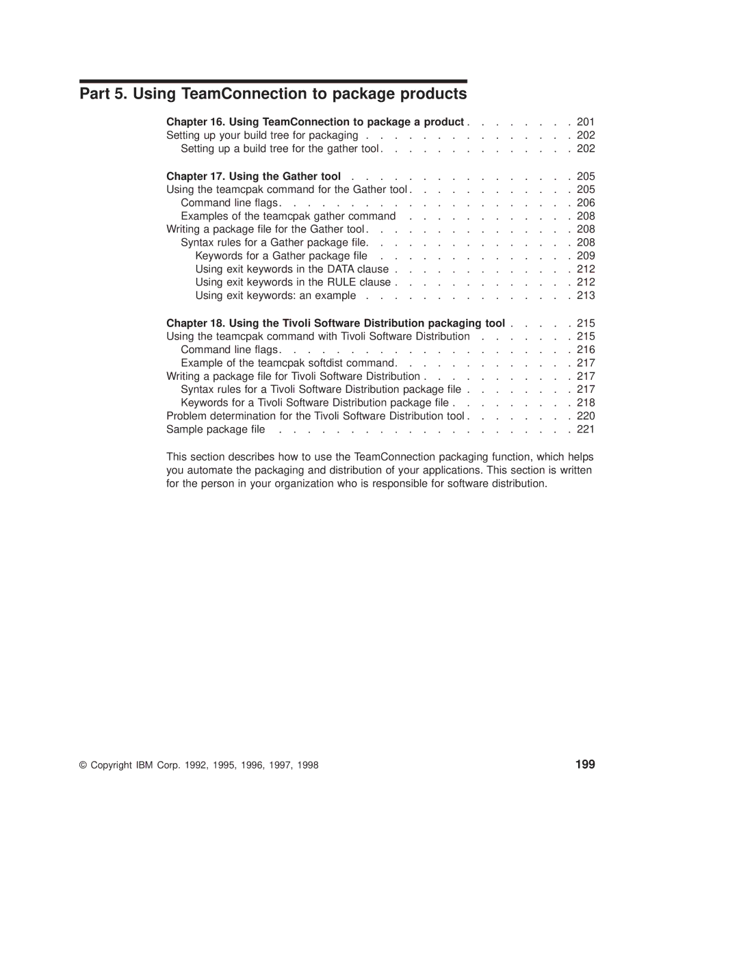 IBM SC34-4499-03 Part 5. Using TeamConnection to package products, 199, Chapter Using TeamConnection to package a product 