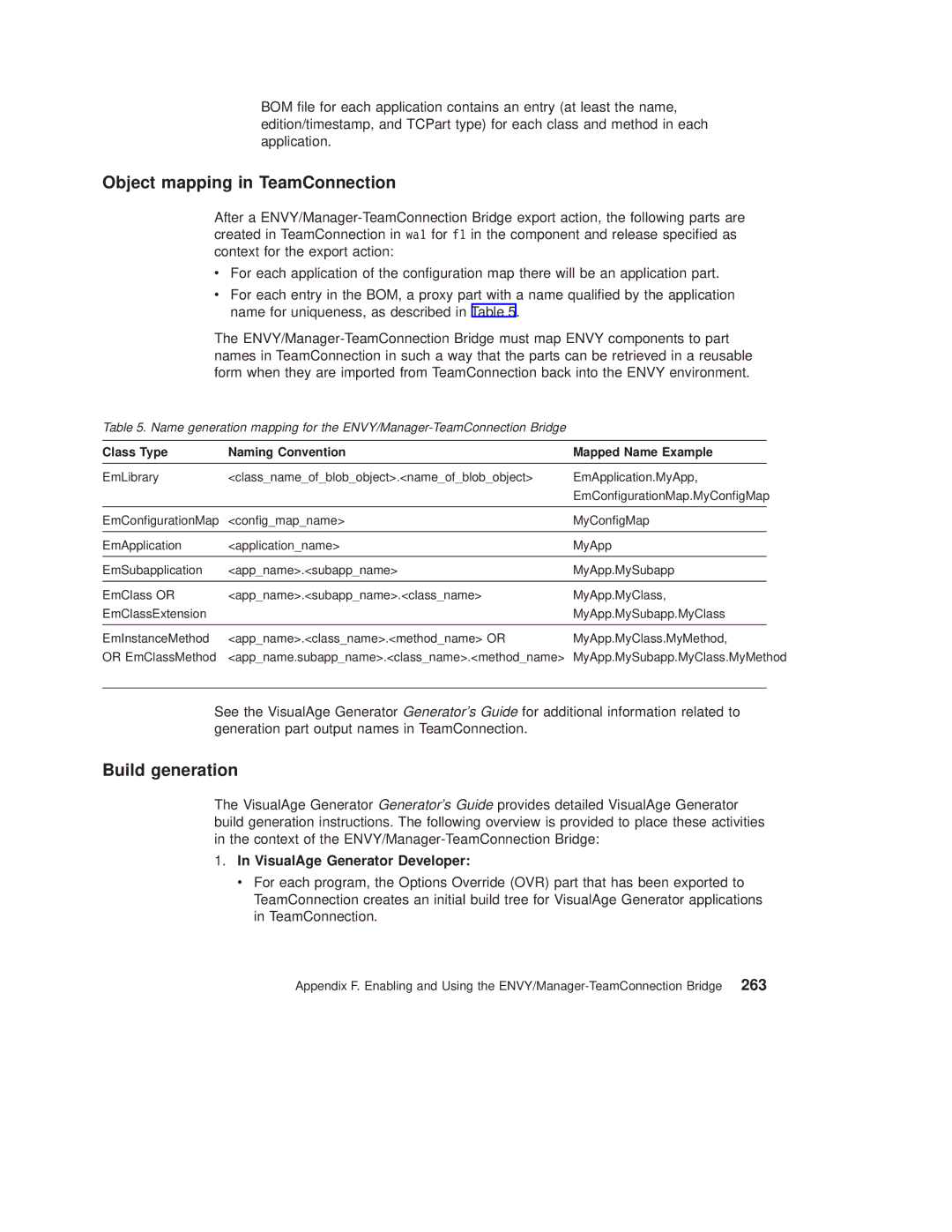 IBM SC34-4499-03 manual Object mapping in TeamConnection, Build generation 