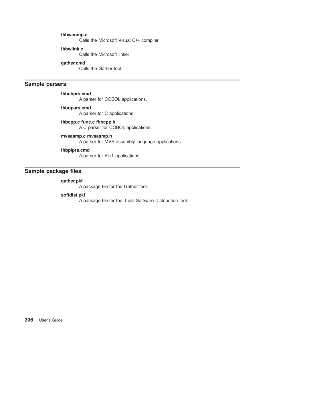 IBM SC34-4499-03 manual Sample parsers, Sample package les 