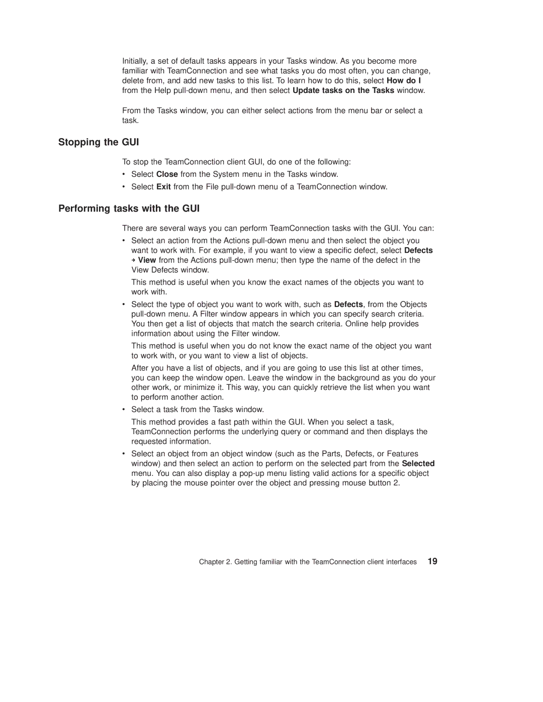 IBM SC34-4499-03 manual Stopping the GUI, Performing tasks with the GUI 