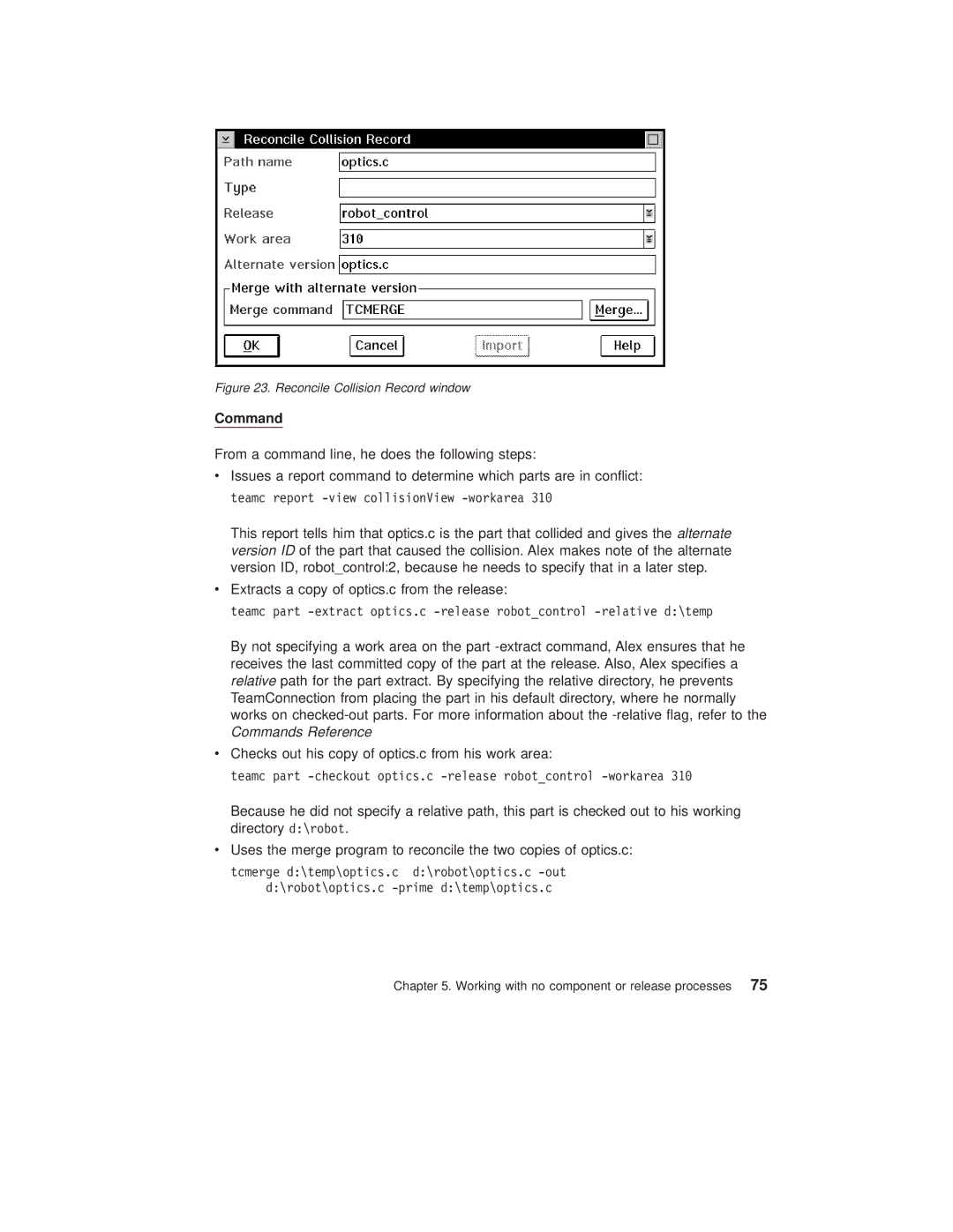 IBM SC34-4499-03 manual Reconcile Collision Record window 