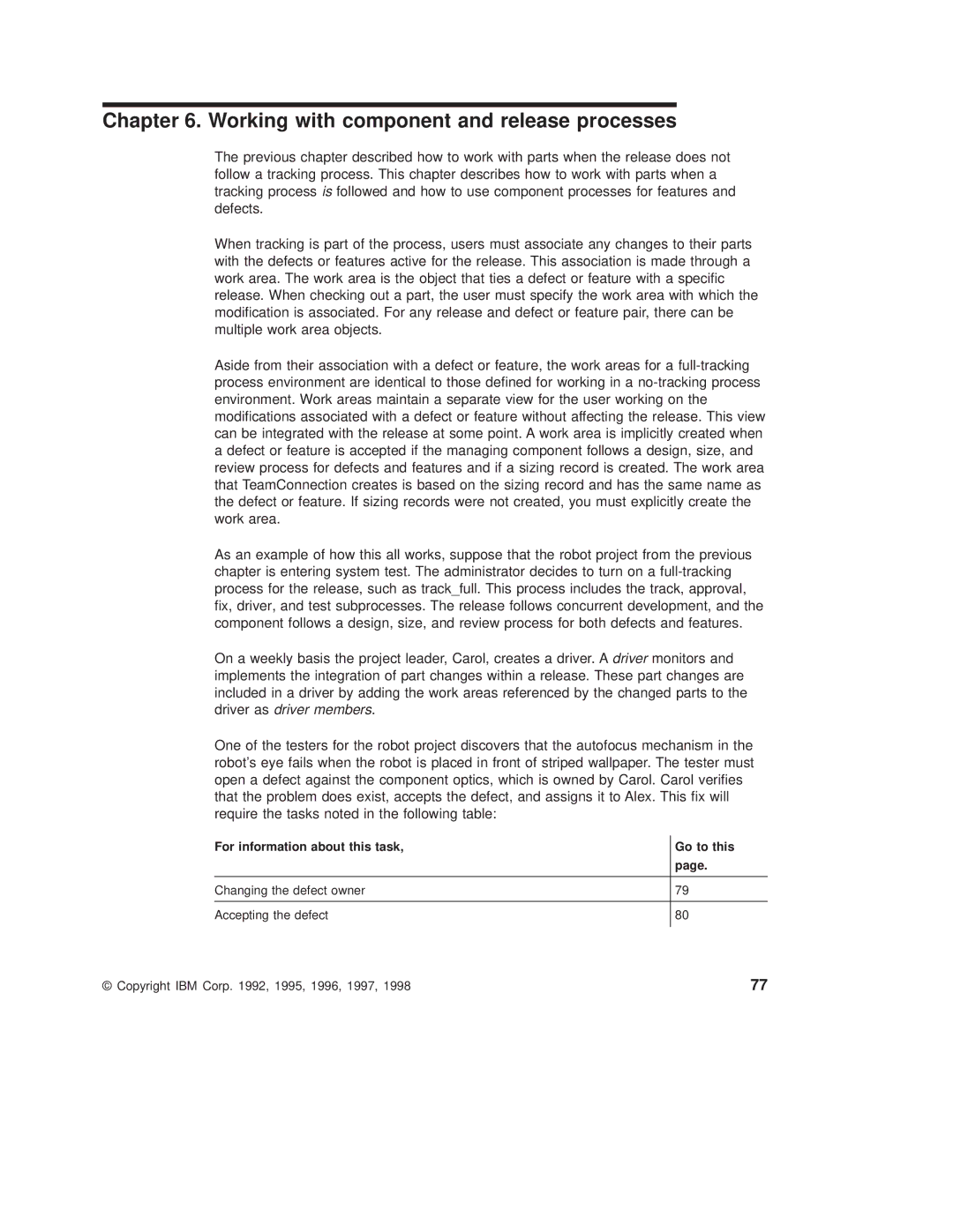 IBM SC34-4499-03 manual Working with component and release processes 